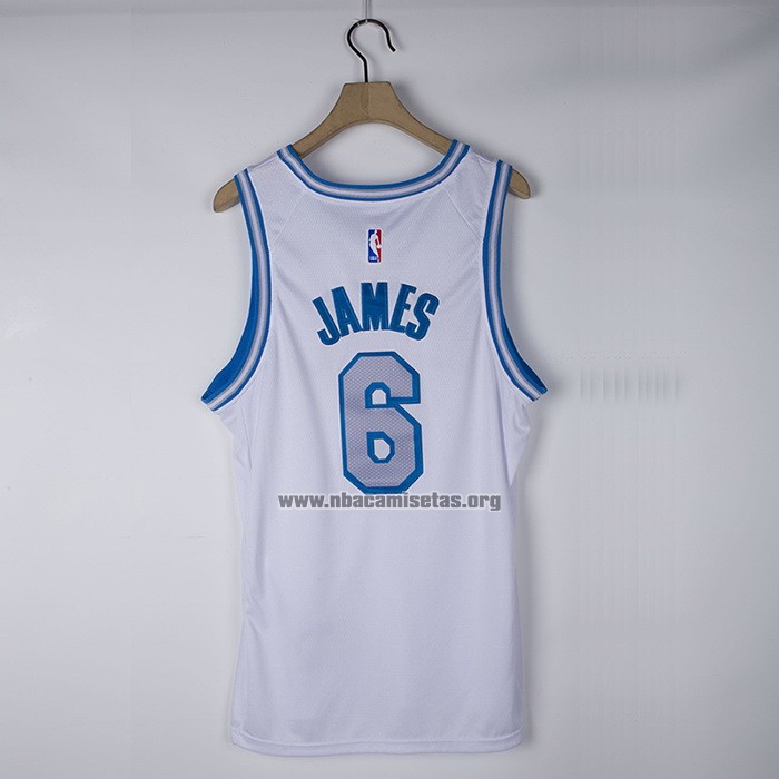 Camiseta Los Angeles Lakers LeBron James NO 6 Ciudad 2021-22 Blanco